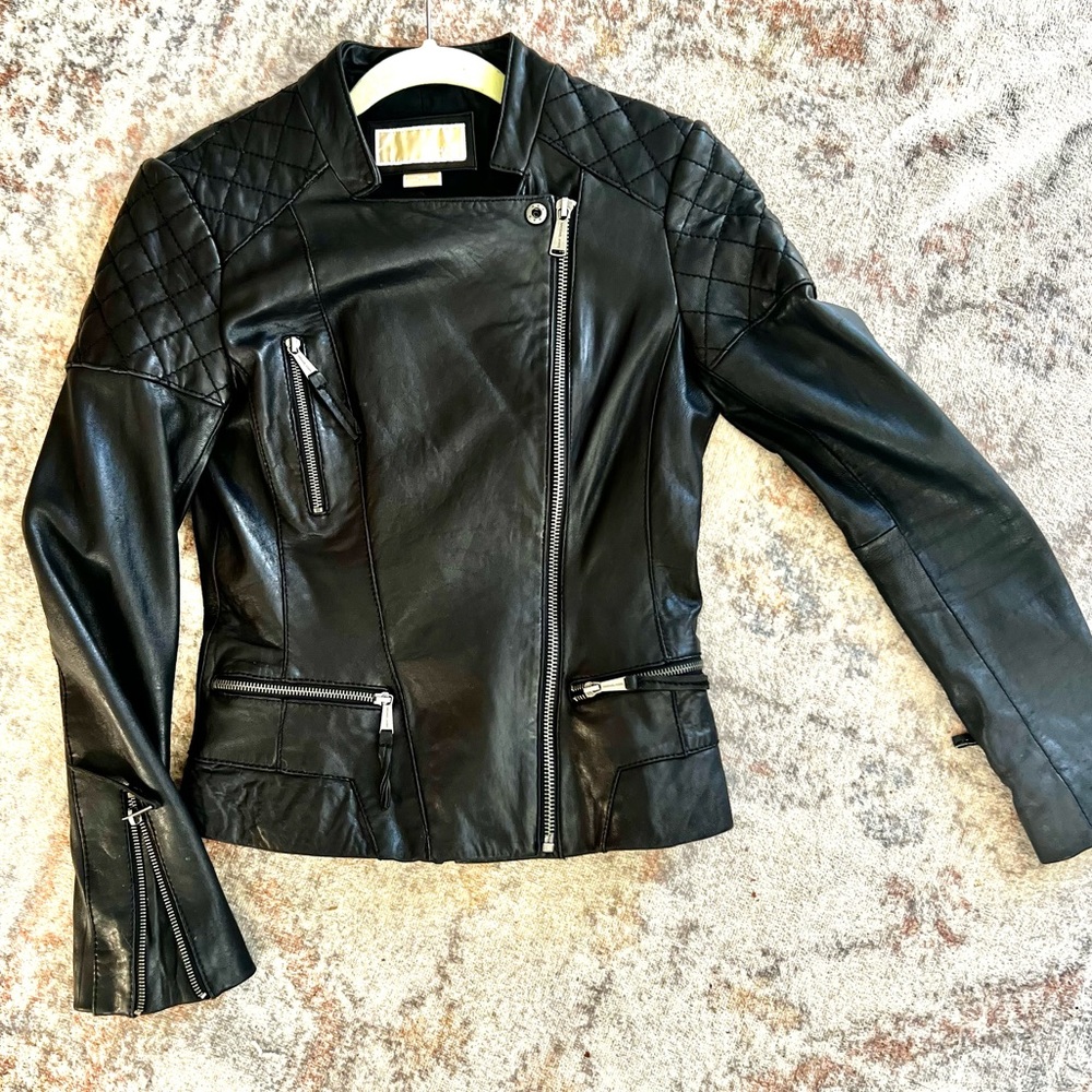 Michael Kors Leather Moto Jacket